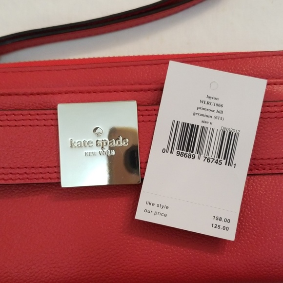 Kate Spade wallet wristlet leather  geranium color NWT - Picture 2 of 8